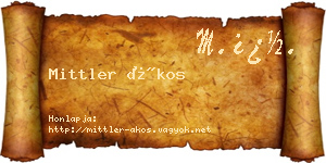 Mittler Ákos névjegykártya